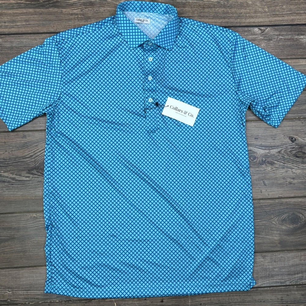 Collars & Co Mens XL Polo Shirt Blue Corsica Dress Collar Performance NEW - Picture 4 of 9